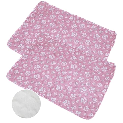 Mateju 2 Stück Wiederverwendbare Puppy Pads, Welpen Unterlage Urin Absorption PIPI Matten für Hunde Welpenunterlagen, Waschbar Trainingspads für Hunde Katze (70x90CM,Rosa Pfoten) von Mateju