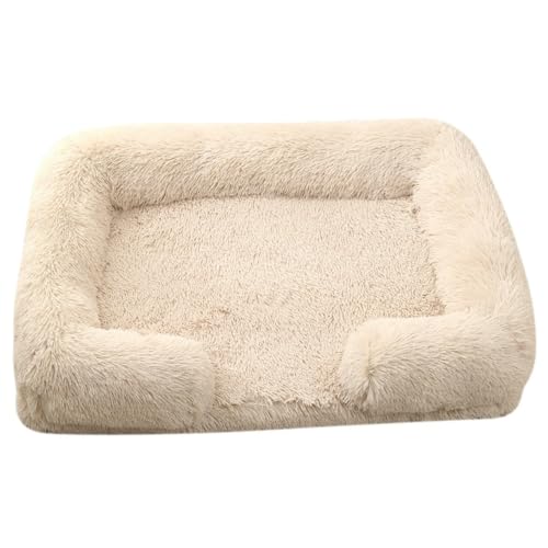 Mateju Hundebett Rechteckig Flauschig, Plüsch Haustierbett Katzenbett Abnehmbar Waschbar Flauschig Weiche Warme Hundekissen mit rutschfest Unterseite Katzenkissen (Beige,S 40x35cm) von Mateju