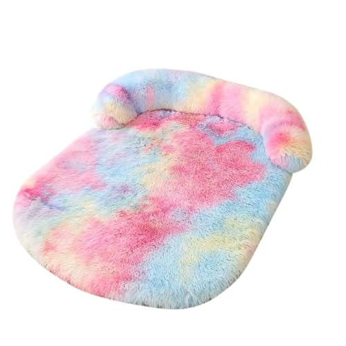 Mateju Hundebett Rechteckig Flauschig, Plüsch Haustierbett Katzenbett Abnehmbar Waschbar Flauschig Weiche Warme Hundekissen mit rutschfest Unterseite Katzenkissen (Bunt,S 65x50cm) von Mateju