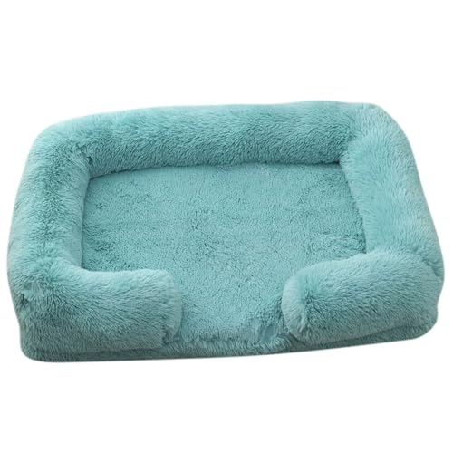 Mateju Hundebett Rechteckig Flauschig, Plüsch Haustierbett Katzenbett Abnehmbar Waschbar Flauschig Weiche Warme Hundekissen mit rutschfest Unterseite Katzenkissen (Cyanblau,S 40x35cm) von Mateju