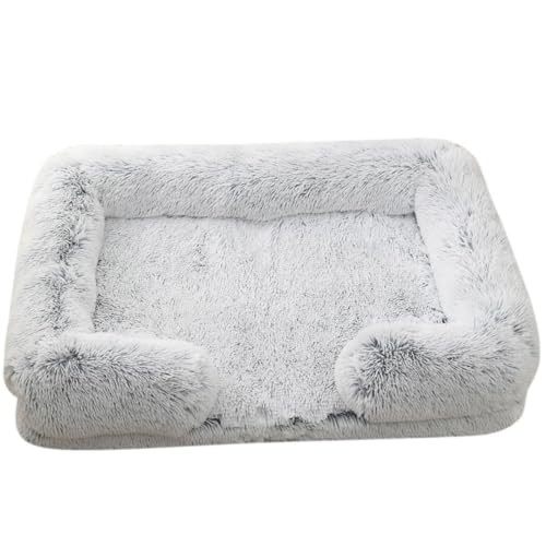 Mateju Hundebett Rechteckig Flauschig, Plüsch Haustierbett Katzenbett Abnehmbar Waschbar Flauschig Weiche Warme Hundekissen mit rutschfest Unterseite Katzenkissen (Hellgrau,S 40x35cm) von Mateju