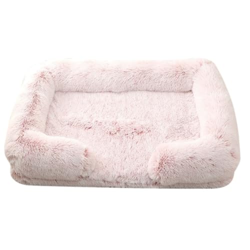 Mateju Hundebett Rechteckig Flauschig, Plüsch Haustierbett Katzenbett Abnehmbar Waschbar Flauschig Weiche Warme Hundekissen mit rutschfest Unterseite Katzenkissen (Hellrosa,L 80x53cm) von Mateju