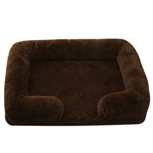 Mateju Hundebett Rechteckig Flauschig, Plüsch Haustierbett Katzenbett Abnehmbar Waschbar Flauschig Weiche Warme Hundekissen mit rutschfest Unterseite Katzenkissen (Kaffeefarbe,S 40x35cm) von Mateju