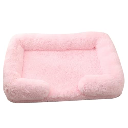 Mateju Hundebett Rechteckig Flauschig, Plüsch Haustierbett Katzenbett Abnehmbar Waschbar Flauschig Weiche Warme Hundekissen mit rutschfest Unterseite Katzenkissen (Rosa,L 80x53cm) von Mateju