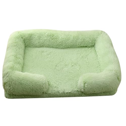 Mateju Hundebett Rechteckig Flauschig, Plüsch Haustierbett Katzenbett Abnehmbar Waschbar Flauschig Weiche Warme Hundekissen mit rutschfest Unterseite Katzenkissen (Salbeigrün,L 80x53cm) von Mateju
