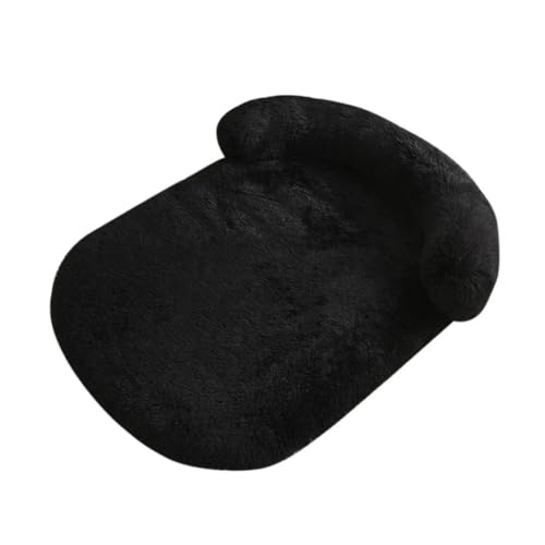 Mateju Hundebett Rechteckig Flauschig, Plüsch Haustierbett Katzenbett Abnehmbar Waschbar Flauschig Weiche Warme Hundekissen mit rutschfest Unterseite Katzenkissen (Schwarz,M 80x60cm) von Mateju