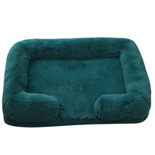 Mateju Hundebett Rechteckig Flauschig, Plüsch Haustierbett Katzenbett Flauschig Weiche Warme Hundekissen mit rutschfest Unterseite Katzenkissen, Abnehmbar Waschbar (Dunkelgrün,L 80x53cm) von Mateju
