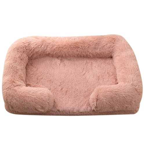 Mateju Hundebett Rechteckig Flauschig, Plüsch Haustierbett Katzenbett Flauschig Weiche Warme Hundekissen mit rutschfest Unterseite Katzenkissen, Abnehmbar Waschbar (Dunkelrosa,L 80x53cm) von Mateju