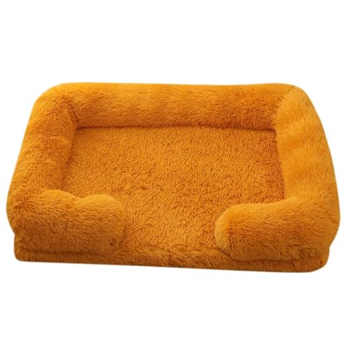 Mateju Hundebett Rechteckig Flauschig, Plüsch Haustierbett Katzenbett Flauschig Weiche Warme Hundekissen mit rutschfest Unterseite Katzenkissen, Abnehmbar Waschbar (Orange,L 80x53cm) von Mateju