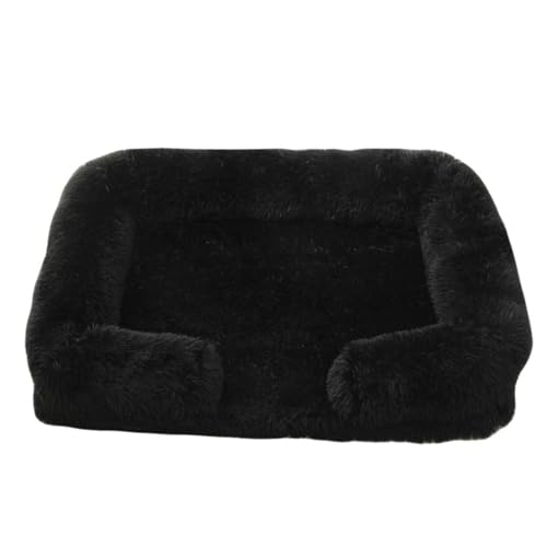 Mateju Hundebett Rechteckig Flauschig, Plüsch Haustierbett Katzenbett Flauschig Weiche Warme Hundekissen mit rutschfest Unterseite Katzenkissen, Abnehmbar Waschbar (Schwarz,L 80x53cm) von Mateju