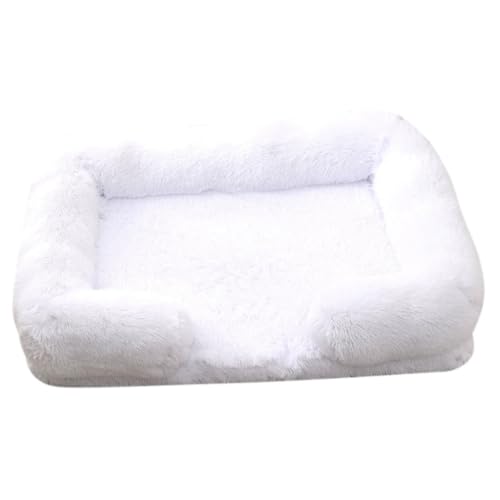 Mateju Hundebett Rechteckig Flauschig, Plüsch Haustierbett Katzenbett Flauschig Weiche Warme Hundekissen mit rutschfest Unterseite Katzenkissen, Abnehmbar Waschbar (Weiß,S 40x35cm) von Mateju