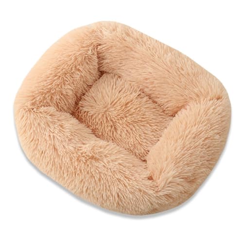 Mateju Hundebett Rechteckig Flauschig, Plüsch Haustierbett Katzenbett Flauschig Weiche Warme Hundekissen mit rutschfest Unterseite Katzenkissen Waschbar (Champagnerfarbe A,XS 43x35cm) von Mateju