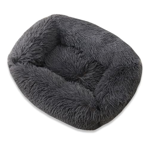 Mateju Hundebett Rechteckig Flauschig, Plüsch Haustierbett Katzenbett Flauschig Weiche Warme Hundekissen mit rutschfest Unterseite Katzenkissen Waschbar (Dunkelgrau A,S 55x45cm) von Mateju