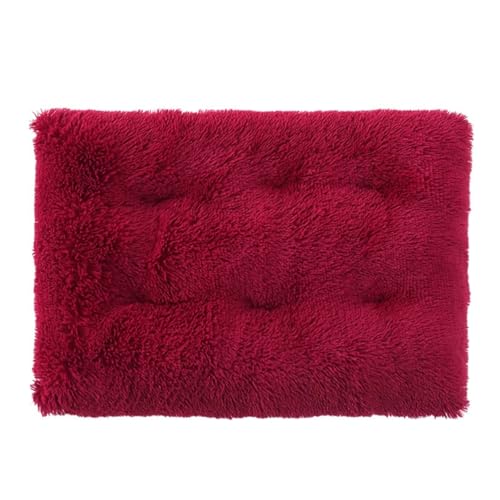 Mateju Hundebett Rechteckig Flauschig, Plüsch Haustierbett Katzenbett Flauschig Weiche Warme Hundekissen mit rutschfest Unterseite Katzenkissen für Mittelgroße Kleine (Burgund,S 55x40cm) von Mateju