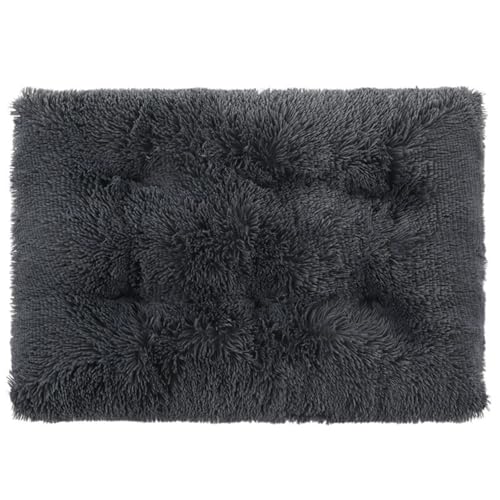 Mateju Hundebett Rechteckig Flauschig, Plüsch Haustierbett Katzenbett Flauschig Weiche Warme Hundekissen mit rutschfest Unterseite Katzenkissen für Mittelgroße Kleine (Dunkelgrau,XS 45x30cm) von Mateju