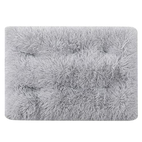 Mateju Hundebett Rechteckig Flauschig, Plüsch Haustierbett Katzenbett Flauschig Weiche Warme Hundekissen mit rutschfest Unterseite Katzenkissen für Mittelgroße Kleine (Hellgrau,M 65x50cm) von Mateju
