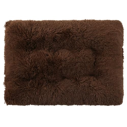 Mateju Hundebett Rechteckig Flauschig, Plüsch Haustierbett Katzenbett Flauschig Weiche Warme Hundekissen mit rutschfest Unterseite Katzenkissen für Mittelgroße Kleine (Kaffeefarbe,M 65x50cm) von Mateju
