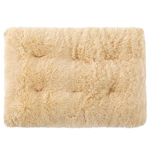 Mateju Hundebett Rechteckig Flauschig, Plüsch Haustierbett Katzenbett Flauschig Weiche Warme Hundekissen mit rutschfest Unterseite Katzenkissen für Mittelgroße Kleine (Khaki Farbe,M 65x50cm) von Mateju
