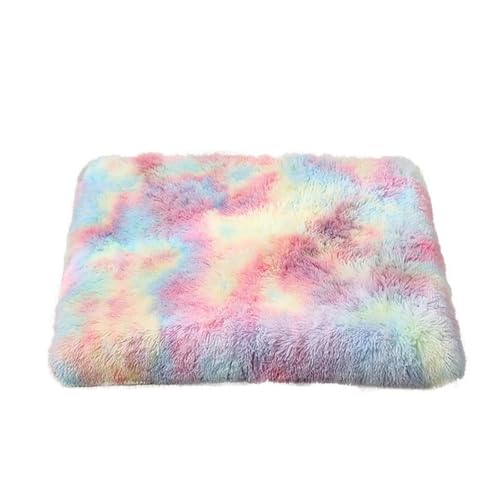 Mateju Hundebett Rechteckig Flauschig, Plüsch Haustierbett Katzenbett Flauschig Weiche Warme Hundekissen mit rutschfest Unterseite & Reißverschluss Katzenkissen, Abnehmbar (Bunt,90x70cm) von Mateju