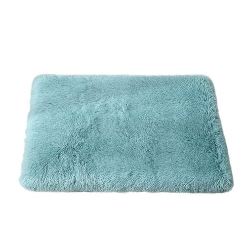 Mateju Hundebett Rechteckig Flauschig, Plüsch Haustierbett Katzenbett Flauschig Weiche Warme Hundekissen mit rutschfest Unterseite & Reißverschluss Katzenkissen, Abnehmbar (Cyanblau,90x70cm) von Mateju