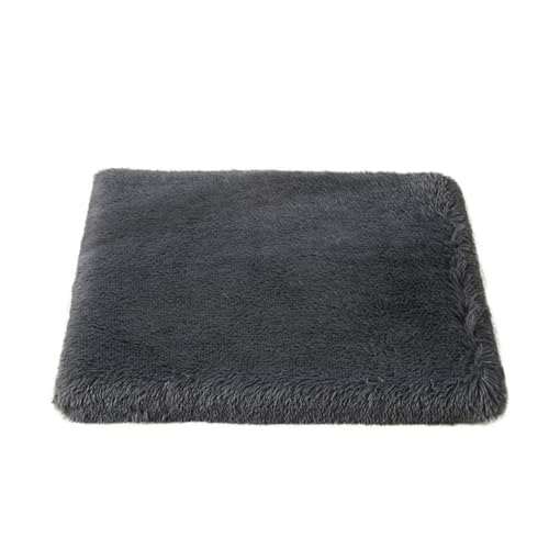 Mateju Hundebett Rechteckig Flauschig, Plüsch Haustierbett Katzenbett Flauschig Weiche Warme Hundekissen mit rutschfest Unterseite & Reißverschluss Katzenkissen, Abnehmbar (Dunkelgrau,90x70cm) von Mateju