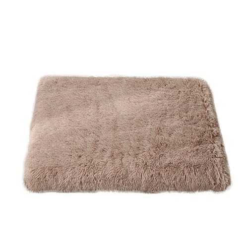 Mateju Hundebett Rechteckig Flauschig, Plüsch Haustierbett Katzenbett Flauschig Weiche Warme Hundekissen mit rutschfest Unterseite & Reißverschluss Katzenkissen, Abnehmbar (Hellbraun,90x70cm) von Mateju