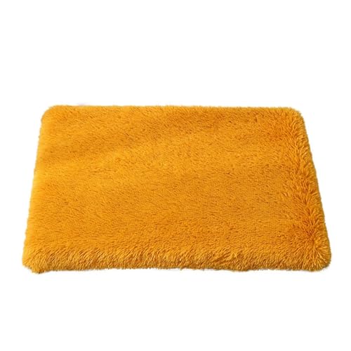 Mateju Hundebett Rechteckig Flauschig, Plüsch Haustierbett Katzenbett Flauschig Weiche Warme Hundekissen mit rutschfest Unterseite & Reißverschluss Katzenkissen, Abnehmbar (Kurkumagelb,90x70cm) von Mateju