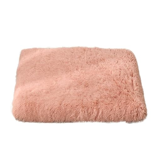 Mateju Hundebett Rechteckig Flauschig, Plüsch Haustierbett Katzenbett Flauschig Weiche Warme Hundekissen mit rutschfest Unterseite & Reißverschluss Katzenkissen, Abnehmbar (Pfirsichrosa,90x70cm) von Mateju