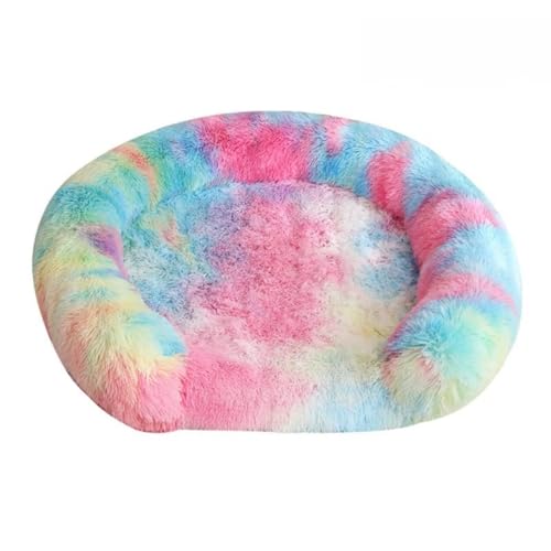 Mateju Hundebett Runden Flauschig, Plüsch Haustierbett Katzenbett Flauschig Weiche Warme Hundekissen mit rutschfest Unterseite Katzenkissen Waschbar für Mittelgroße Kleine (Bunt,50cm) von Mateju