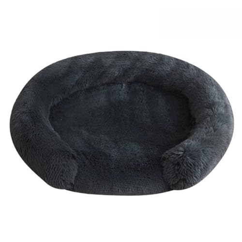 Mateju Hundebett Runden Flauschig, Plüsch Haustierbett Katzenbett Flauschig Weiche Warme Hundekissen mit rutschfest Unterseite Katzenkissen Waschbar für Mittelgroße Kleine (Dunkelgrau,60cm) von Mateju