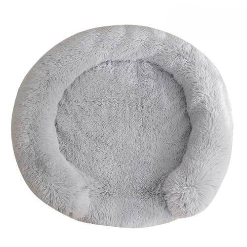 Mateju Hundebett Runden Flauschig, Plüsch Haustierbett Katzenbett Flauschig Weiche Warme Hundekissen mit rutschfest Unterseite Katzenkissen Waschbar für Mittelgroße Kleine (Hellgrau,60cm) von Mateju