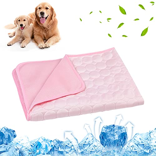 Mateju Kühldecke Für Hunde Katzen Haustiere Selbst Kühlende Sommer Kühlende Komfortabel Hundematte Waschbar rutschfest Kühlkissen für Zuhause Unterwegs oder im Auto (150x100cm,Rosa) von Mateju