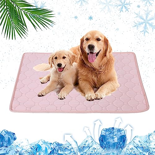 Mateju Kühldecke Für Hunde Katzen Haustiere Sommer Selbst Kühlende Kühlende Hundematte Atmungsaktiv Waschbar Mehrweg Kühlkissen für Zuhause Unterwegs oder im Auto (40x30cm,Rosa) von Mateju