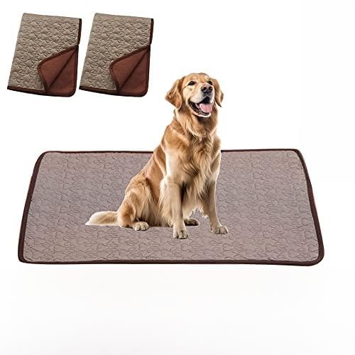 Mateju Kühldecke für Hunde Katzen 2PCS Haustiere Selbst Kühlende Sommer Kühlende Prägung Hundematte, Waschbar rutschfest Kühlkissen für Zuhause Unterwegs oder im Auto (60x50cm,Braun) von Mateju