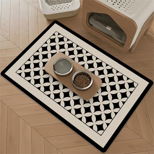 Mateju Napfunterlage Hund Katzen, Modern Futtermatte Hunde rutschfest Saugfähig Schnelltrocknend Futtermatte Matte, Napfunterlage Katze Hundenapf Unterlage (Kupfermünzen,80x50cm) von Mateju