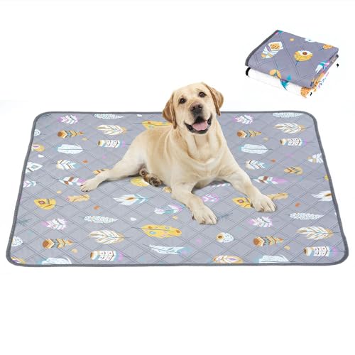 Mateju Puppy Pads Wiederverwendbare 1 Stück Welpen Unterlage Urin Absorption PIPI Matten für Hunde Welpenunterlagen Waschbar Trainingspads für Hunde Katze (180x180cm,Grau) von Mateju