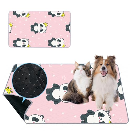 Mateju Welpenunterlagen Waschbar Trainingsunterlagen Welpen Haustier-Urinunterlage rutschfest Saugfähig Wiederverwendbare Hygieneunterlage für Haus Reise Haustierkiste (70x50cm,Sternpanda) von Mateju