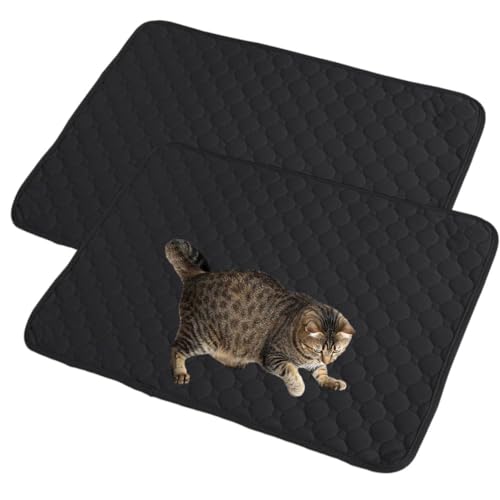 Mateju Wiederverwendbare Puppy Pads, 2 Stück Welpen Unterlage Urin Absorption PIPI Matten für Hunde Welpenunterlagen, Waschbar Trainingspads für Hunde Katze (45x60CM,Schwarz) von Mateju