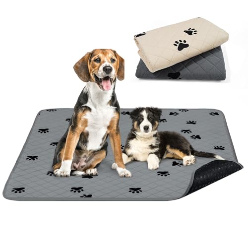 Mateju Wiederverwendbare Puppy Pads, Welpen Unterlage Urin Absorption PIPI Matten für Hunde Welpenunterlagen Waschbar Trainingspads für Hunde Katze (L-80x92cm,Grau) von Mateju