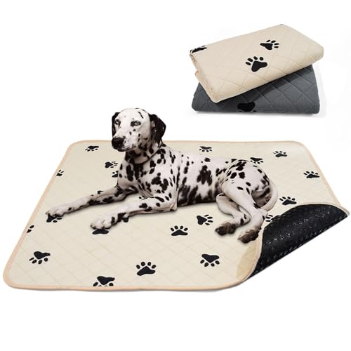 Mateju Wiederverwendbare Puppy Pads, Welpen Unterlage Urin Absorption PIPI Matten für Hunde Welpenunterlagen Waschbar Trainingspads für Hunde Katze (L-80x92cm,Khaki) von Mateju