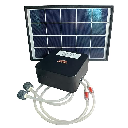 Mauk® Solar Doppel Teichbelüfter Set | Sauerstoffpumpe/Oxydator inkl. Sauerstoffsteinen | 6 Watt mit Akku von Mauk