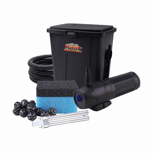 Mauk® Teichdurchlauf-Filter-Set ECO Teichfilter Komplettset mit Pumpe Teichpumpe mit Filter Gartenteich UV Lampe/UVC Klärer Teich Algenvernichter 12/9W von Mauk
