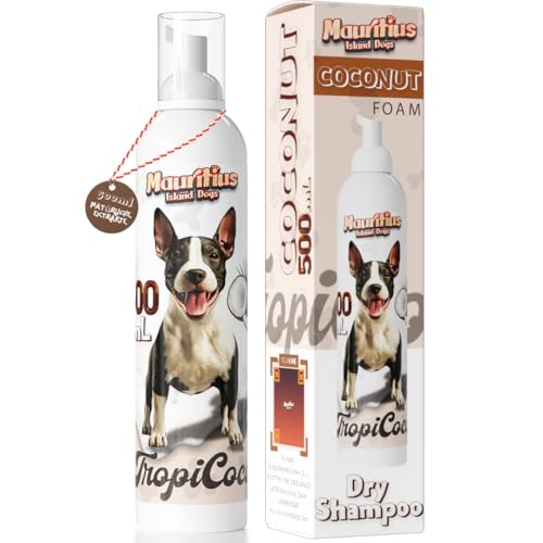 Trockenshampoo 500ML Schaum Kokosnuss ohne Ausspülen für Hunde & Katzen | Schnelltrocknend & Natürlich | Hypoallergen Hautfreundlich Geruchsneutralisierende Wirkung von Mauritius Island Dogs
