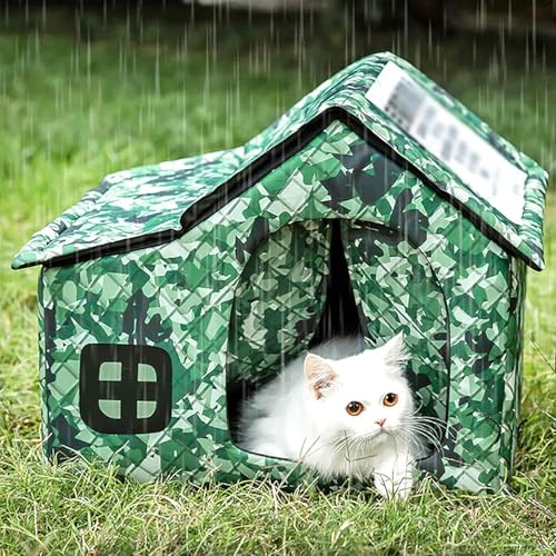 Katzenhaus Im Freien, Unterschlupf Für Wilde Katzen Im Freien Für Extremes Wetter, Warmer, Gemütlicher Zwinger Mit Festem Stützrahmen, Wetterfester Oxford-Stoff, Der Nie Wegweht Katzenhaus Im Freien, Unterschlupf Für Wilde Katzen Im Freien Für Extremes Wetter, Warmer, Gemütlicher Zwinger Mit Festem Stützrahmen, Wetterfester Oxford-Stoff, Der Nie Wegweht von Mavdecll