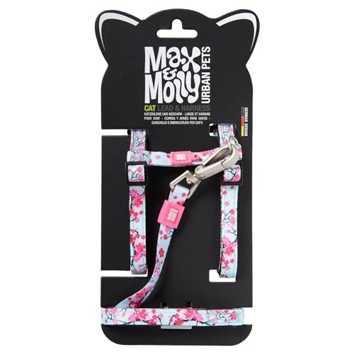 Max and Molly Verstellbares Katzengeschirr und Leine Set – ausbruchsicheres Katzengeschirr mit Leine für Spaziergänge im Freien und Erkunden – Tropisches Design (Cherry Bloom) von Max & Molly Urban Pets