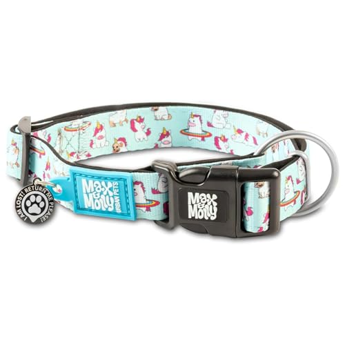 Max & Molly Gotcha! Hundehalsband Halsband Hund mit Smart ID, gepolstertes Neopren Halsband mit Design für mittelgroße Hunde, wasserdicht, bequem, verstellbar, Unicorn, M von Max & Molly Urban Pets