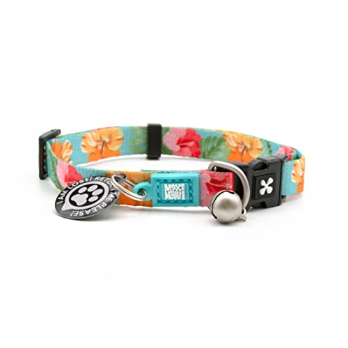 Max & Molly Halsband für Katzen und Kätzchen, mit Glöckchen und Sicherheitsschnalle, bequem, verstellbare Größe, inklusive Gotcha QR Haustier-ID-Tag, Hibiskus von Max & Molly Urban Pets