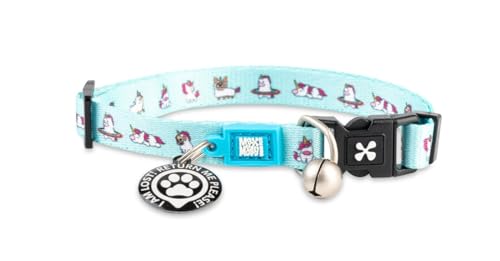 Max & Molly Katzenhalsband mit Sicherheitsglocke, Abnehmbarer Schnalle und intelligentem Identifikations-Etikett, Größe verstellbar 22,9-33 cm, Einhorn-Design von Max & Molly Urban Pets