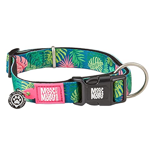 Max & Molly Gotcha! Hundehalsband Halsband Hund mit Smart ID, gepolstertes Neopren Halsband mit Design für kleine Hunde, wasserdicht, bequem, verstellbar, Tropical, S von Max & Molly Urban Pets