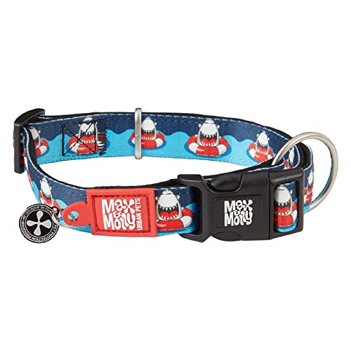 Max & Molly Smart ID-Hundehalsband, Neopren, wasserdicht und maschinenwaschbar, Halsbänder für große Hunde (Halsumfang 38.1-63.5 cm) Frenzy der Hai von Max & Molly Urban Pets